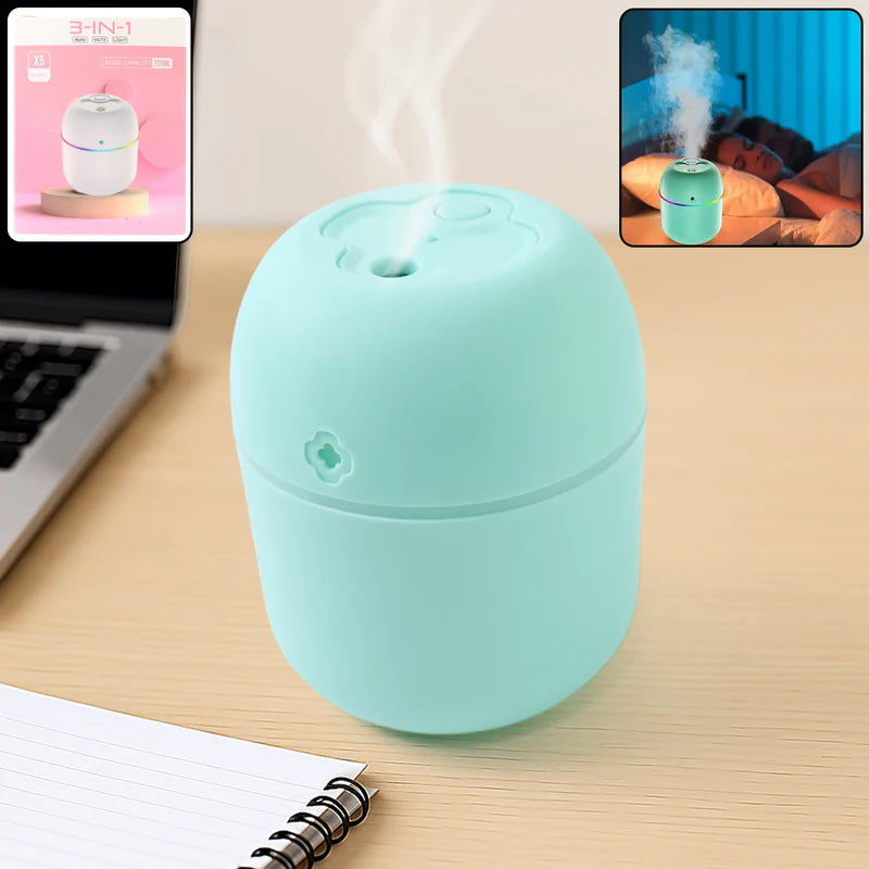 Portable Mini USB Humidifier with Light, Cool Mist & Essential Oil Diffuser 250ML