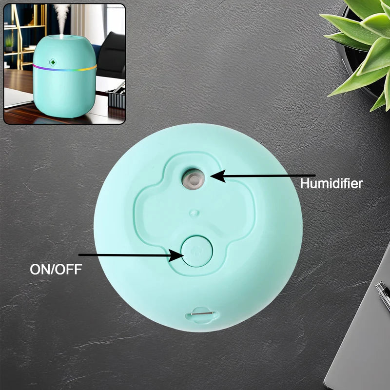 Portable Mini USB Humidifier with Light, Cool Mist & Essential Oil Diffuser 250ML