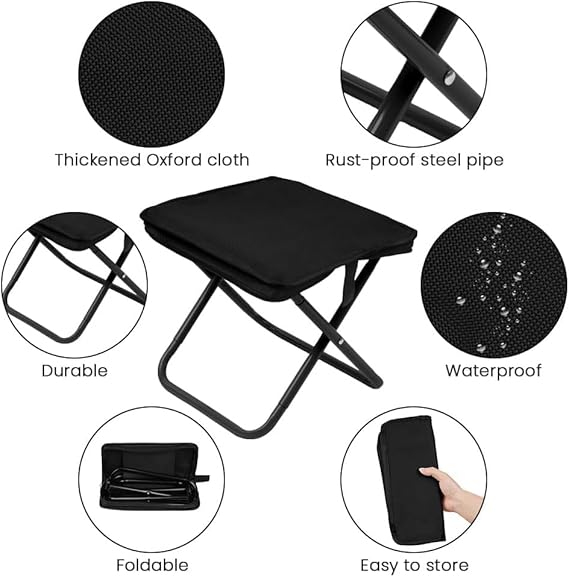 Foldable Camping Stool | Portable Folding Stool |  Collapsible Camp Outdoor Footstool  | Foldable Chairs Outdoor | Camping Chair