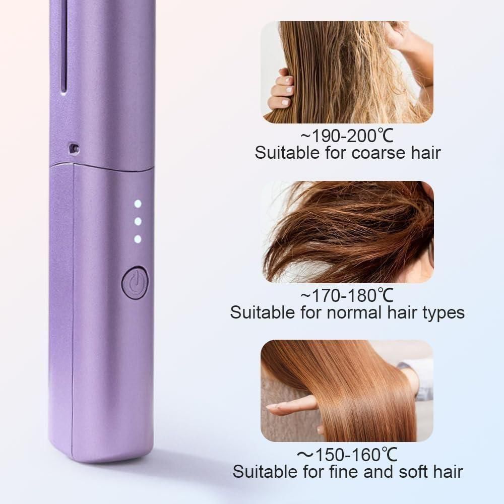 Meneflix Portable Mini Hair Straightener Cordless Rechargeable Mini Adjustable Hair Straightener