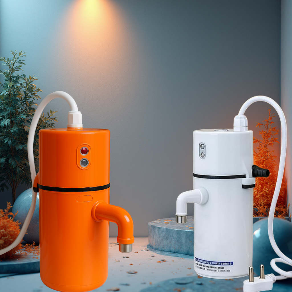 portable instant electric water geyser or mini instant water heater.