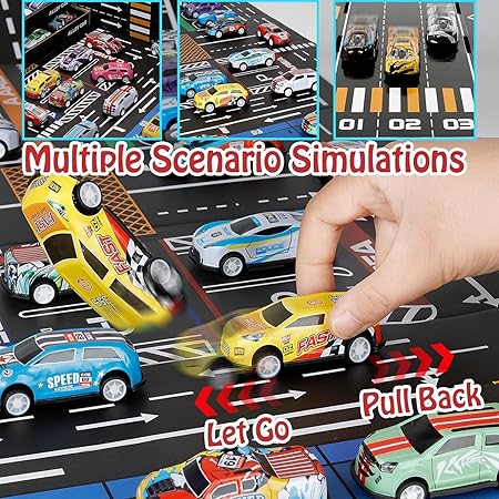 48 Piece Pull Back Car Set | 48 Pcs Pull Back Mini Car Toy Set with Container Storage | 48 Alloy car Set | Alloy Racing Car Toys