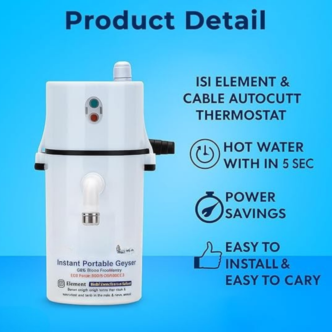 portable instant electric water geyser or mini instant water heater.