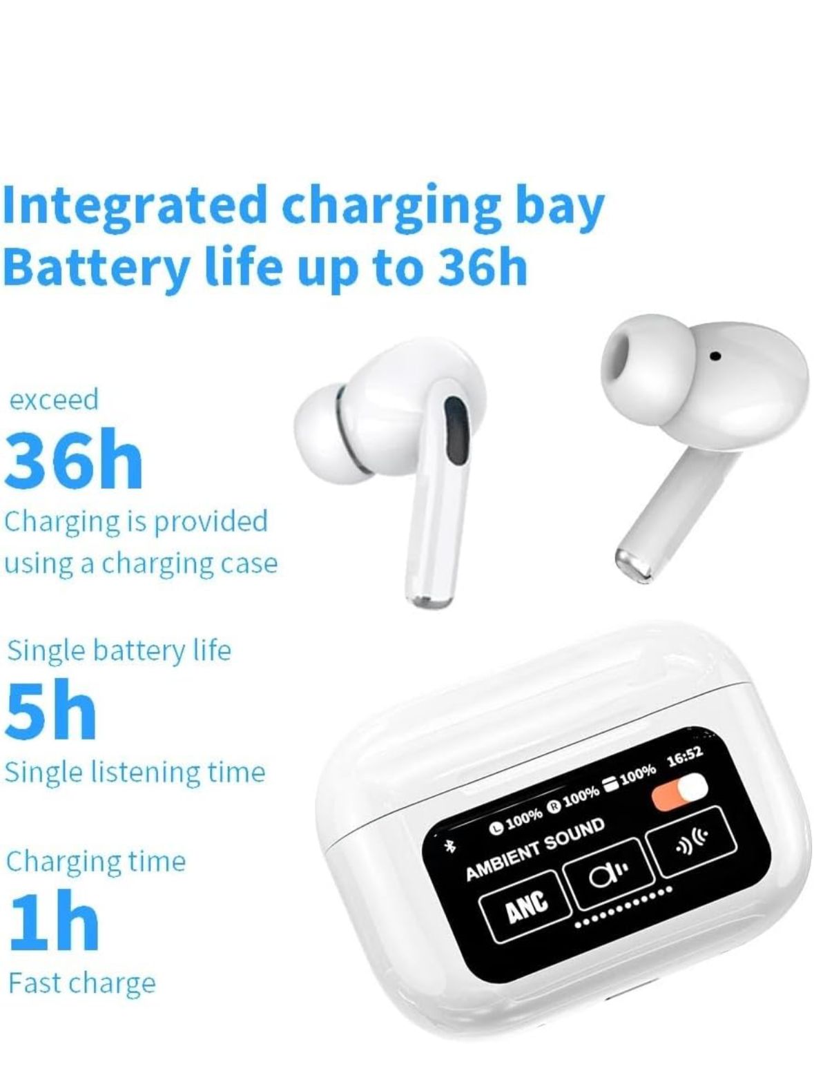 Bluetooth wireless earpod with display