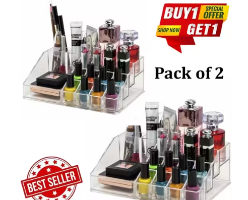 Buy 1 Get 1 Free Combo Offer Makeup Organizer Lipstick Holder and Organizer Stand Countertop Organizer for Cosmetics, Vanity Holder for Lipstick, Brushes, Lotions, Eyeshadow, Nail Polish and Jewelry