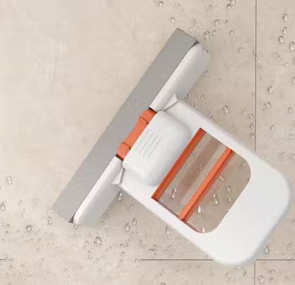 Mini Foldable Desktop Mop, Portable Cleaning Sponge Mop (with a Sponge Head), One-Hand Squeeze Handle & Replaceable Head, Wet/Dry Use